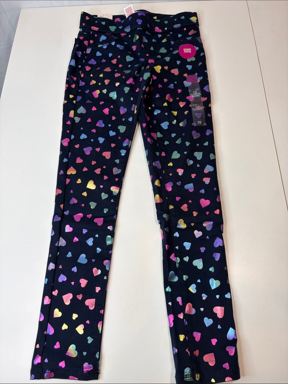 SO Girls Size 10 Navy Foil Heart Print Leggings NWT Ultimate Stretch